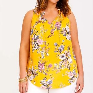 EUC Torrid Yellow Floral Georgette Tank Size 3